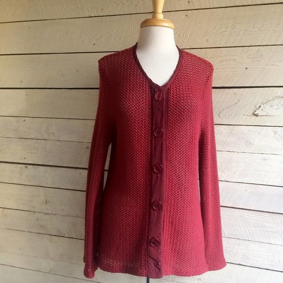 Red Lacey rayon cardigan - Picture 1 of 7